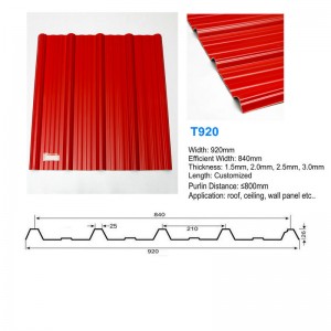 T920 Κόκκινο APVC UPVC Φύλλο οροφής Κυματοειδές αντιδιαβρωτικό πλαστικό φύλλο οροφής